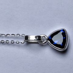 Silver Pendant with Royal Blue Triangle cut Tanzanite Stone