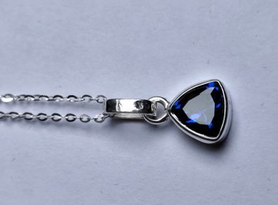 Silver Pendant with Royal Blue Triangle cut Tanzanite Stone