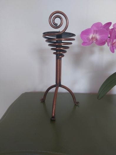 Decorative copper candle holder