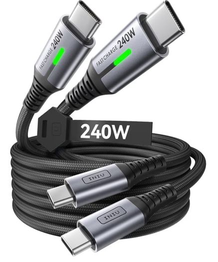 240W USB C to USB C Charger Cable, [2-Pack 2m] PD Type C Charge Cable, Super Fast Charging USB C Cable for iPhone 17 16 15 Pro Max Plus, MacBook iPad Air, Samsung S25 S24 Ultra, Steam Deck etc.