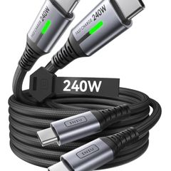 240W USB C to USB C Charger Cable, [2-Pack 2m] PD Type C Charge Cable, Super Fast Charging USB C Cable for iPhone 17 16 15 Pro Max Plus, MacBook iPad Air, Samsung S25 S24 Ultra, Steam Deck etc.