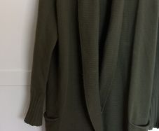 Khaki long wool cardigan Benetton