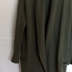 Khaki long wool cardigan Benetton