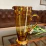 Vintage Hand Blown Amber Tall Glass Cocktail Jug or Vase 1960s Image 4