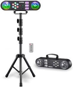 DJ Light with Stand, WorldLite 5-in-1 Party Bar Light Set with Magic Ball, Led Par, Red & Green Pattern, Strobe/UV, Portable Tripod DJ Stage Lighting System for Disco Gig Band Wedding