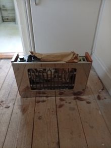 Mid Century Modern Chrome Bar Heater.  Fully Working Vintage 1970s Electric Fire . Still in the box. Pristine condition