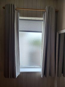 Pale grey curtains