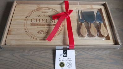 Cheese Platter and 3 Knives Gift Set