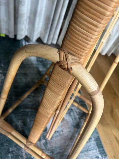Vintage-Style Rattan Full-Length Floor Mirror (Boho/Cheval Style)