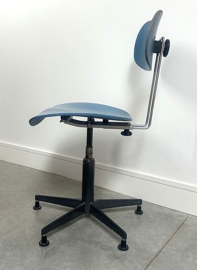 Vintage blue swivel office chair
