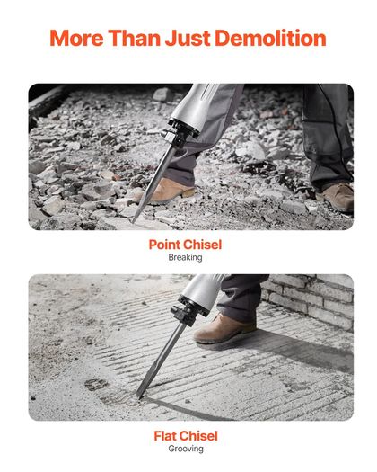 Demolition Jack Hammer Concrete Breaker 2200W Electric Hammer 2 Chisel Bits