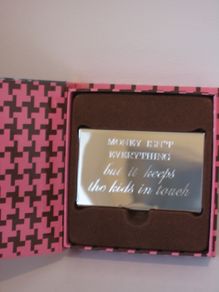 Slogan Engraved Holder, Silver Card Case        -  Good Gifts, Novelty Items