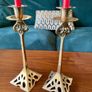 Pair of Tall Art Nouveau Inspired Candlestick Holders Circa Solid Brass Image 10