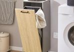 Laundry Cabinet Linen Cupboard With Fold-Out Laundry Bag