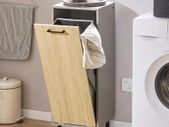 Laundry Cabinet Linen Cupboard With Fold-Out Laundry Bag