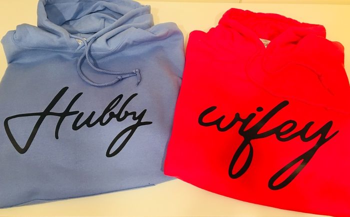Wifey Hubby Couples Matching Soft Unisex Hoodies Red And Blue Colors Great Gift For Wedding