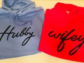 Wifey Hubby Couples Matching Soft Unisex Hoodies Red And Blue Colors Great Gift For Wedding