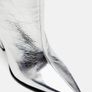 Zara Leather Block Heel Knee-high Boots Silver Image 4
