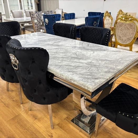 Marble Kitchen Dining Table With 6 Chairs