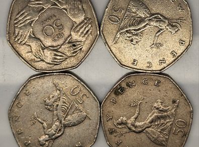 GB 1973 1979 1969 1984 50p Coin Lot