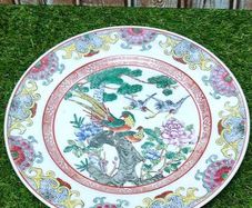 Qianlong Chinese Antique Plate 10 Inch 26cm Paradise Birds Flowers