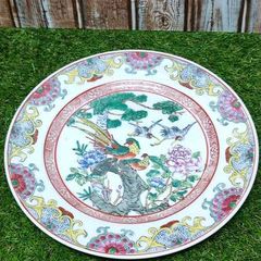 Qianlong Chinese Antique Plate 10 Inch 26cm Paradise Birds Flowers