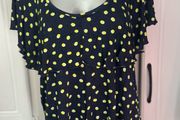 Navy top with lime dots size UK18 EU46 Postage included