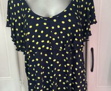 Navy top with lime dots size UK18 EU46 Postage included