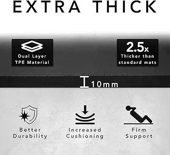 Large Exercise Mat - Extra Wide & Extra Thick Yoga Mat for Men & Women (183cm x 80cm x 10mm) - TPE Fitness Non Slip Gym Mat for Home HIIT Workouts, Pilates, Gymnastics