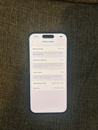 iPhone 16 black unlocked 128gb, 91% battery health