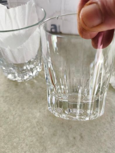 Multi-Purpose Crystal Beverage Tumbler Drinking Glass Set of 4 each 2 matching not stamped..