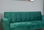 Luxury Velvet Sofa Bed with Golden Legs green