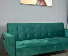 Luxury Velvet Sofa Bed with Golden Legs green
