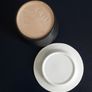 Small Black Pot with White Saucer Image 3
