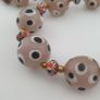 Antique Venetian Style Pinkish Skunk Eyes & Chevron Glass Beads Necklace Image 10