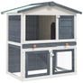 Outdoor Rabbit Hutch 3 Doors Grey Wood Image 2