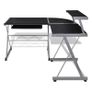 Computer Desk with Pull-out Keyboard Tray L-shaped Black Image 4