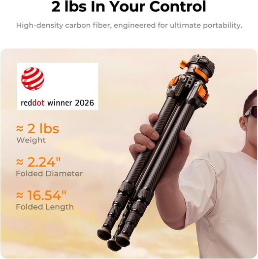 K&F Concept 153cm Carbon Fibre Camera Tripod