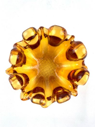 Vintage Chalet Bomboniere Amber glass bowl