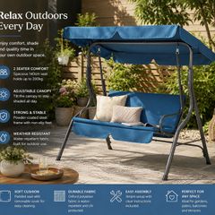 Outdoor Garden Swing Bench with Canopy  2 Seater 140cm  Hollywood Swing 200kg