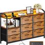 Chest of Drawers Bedroom, 8 Fabric Drawers, 110x30x88cm, Retro Color Image 8