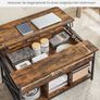 Lift Top Coffee Table with Hidden Storage and Shelves Rustic Brown and Black Image 4