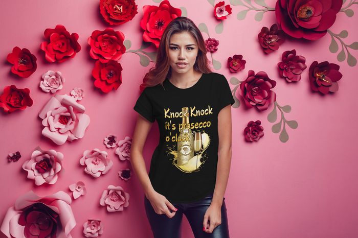 Knock Knock it's prosecco o'clock ladies t-shirt