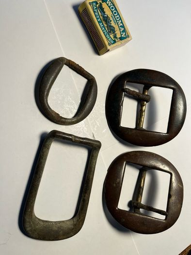 4 Vintage Farm Horse Brass  Buckles