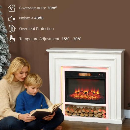 Electric Fireplace with Multicolour LED Flames