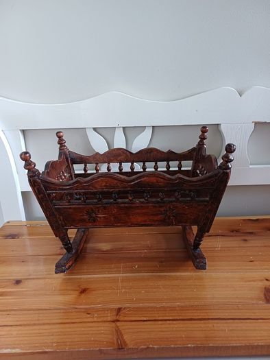 Wooden baby doll crib