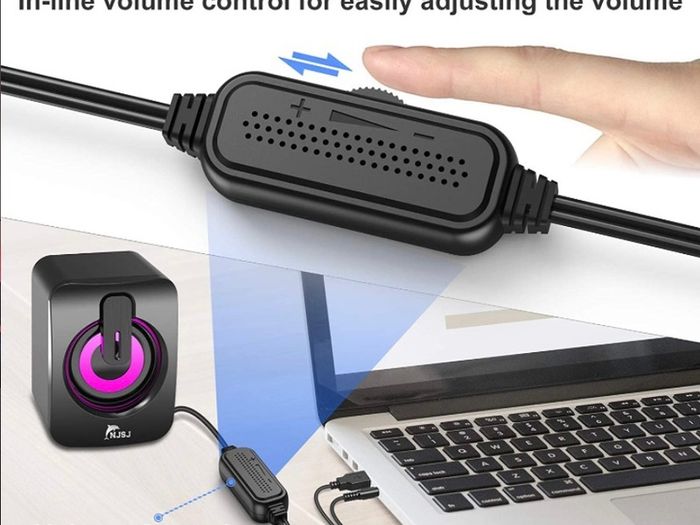 2.0 Wired Mini Speaker for PC,USB Powered 3.5 mm AUX,LED Light Up RGB Gaming Speakers for Computer,Laptop,Phone,Monitor (FREE POSTAGE)