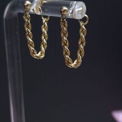Vintage 9ct Gold Rope Drop Earrings Italy Dublin Import Hallmarked 0.88g