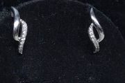 Vintage French 9ct White Gold Diamond Earrings 375 Hallmarked