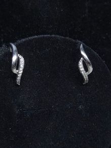 Vintage French 9ct White Gold Diamond Earrings 375 Hallmarked